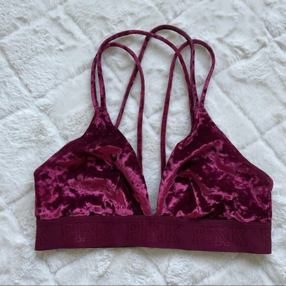 Victoria's Secret PINK | Red Velvet Unlined Strappy Bralette | Size Small - Picture 3 of 12